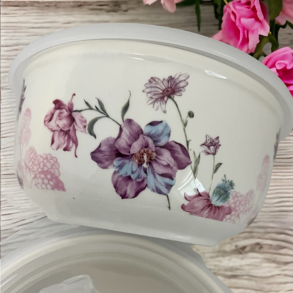 Shabby Chic Porcelain Ceramic Storage Bowls Set of 2 - Picture 3 of 4